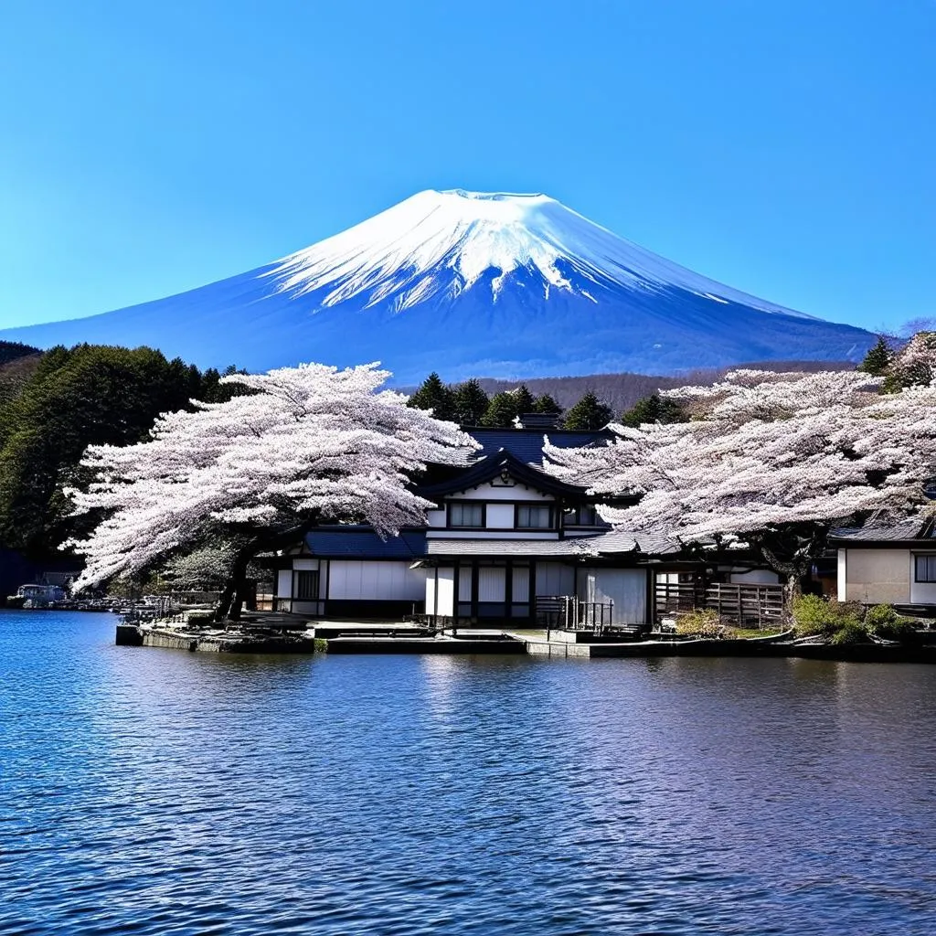 Picturesque lake in Japan